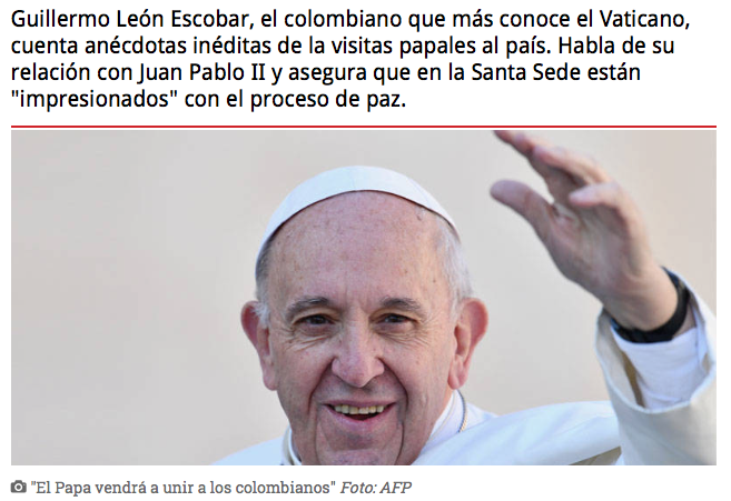 "El Papa vendrá a unir a los Colombianos"