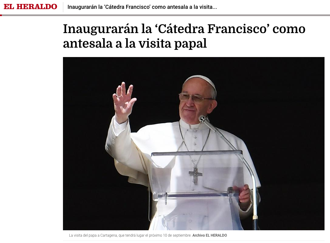 Inaugurarán la ‘Cátedra Francisco’ como antesala a la visita papal