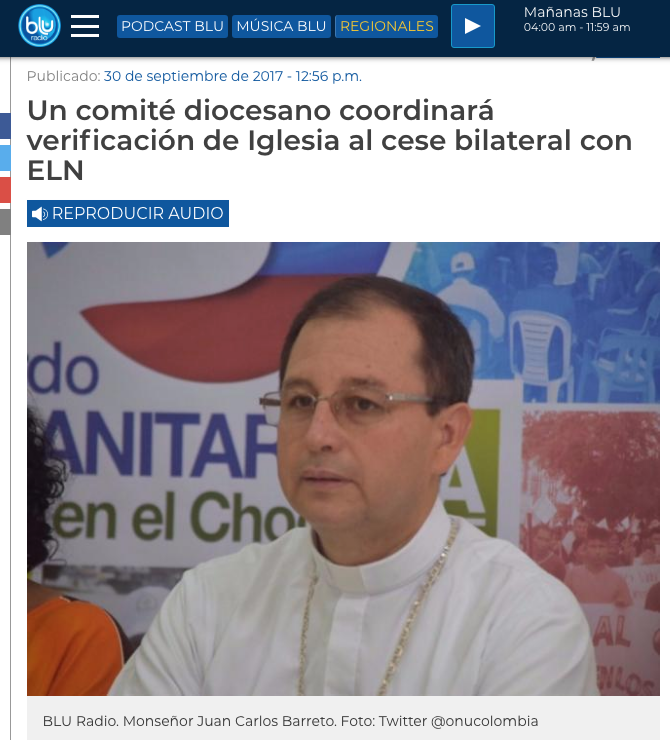 Un comité diocesano coordinará verificación de Iglesia al cese bilateral con ELN