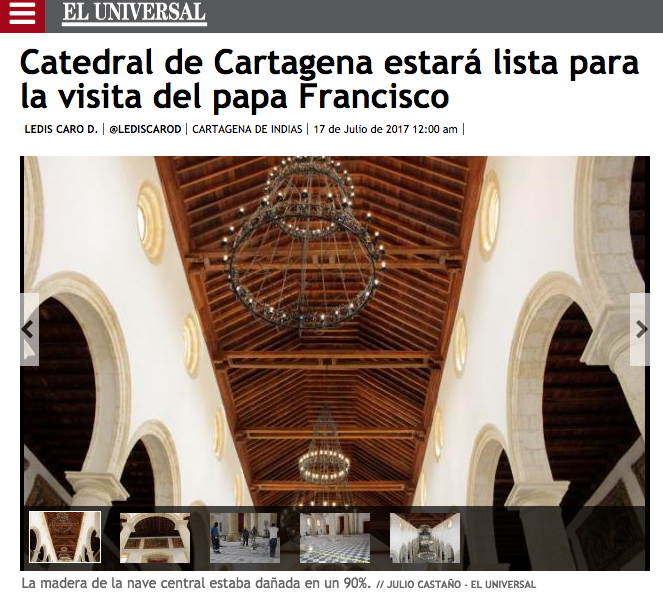 Catedral de Cartagena estará lista para la visita del papa Francisco